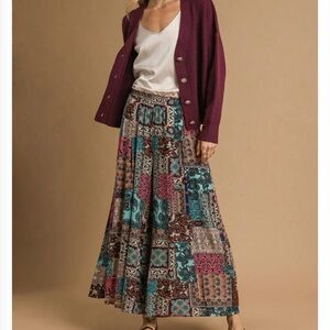 Umgee Mix Boho Patchwork Wide-Leg Pants